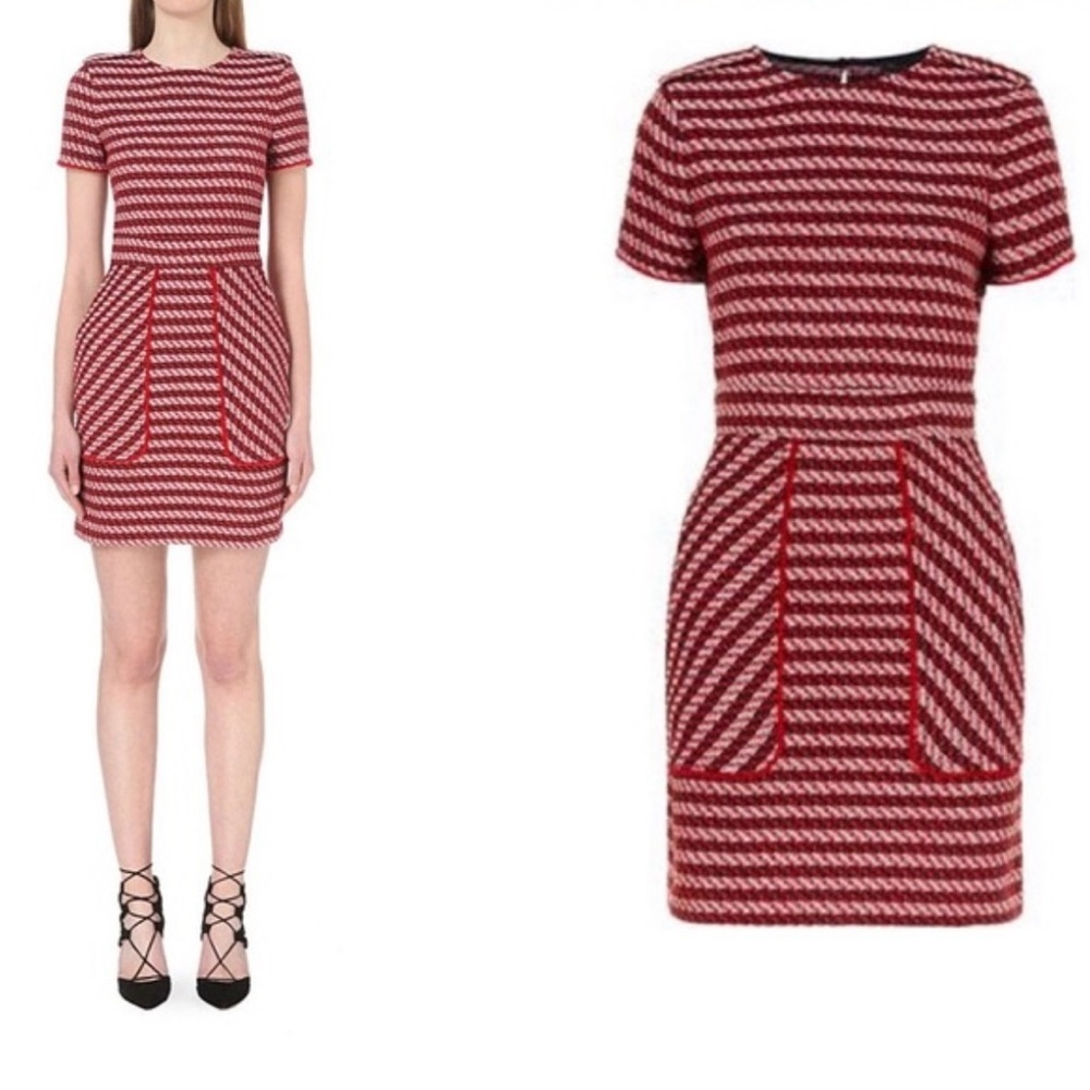 MAJE Red Striped Riola Tweed Dress size 1 or small